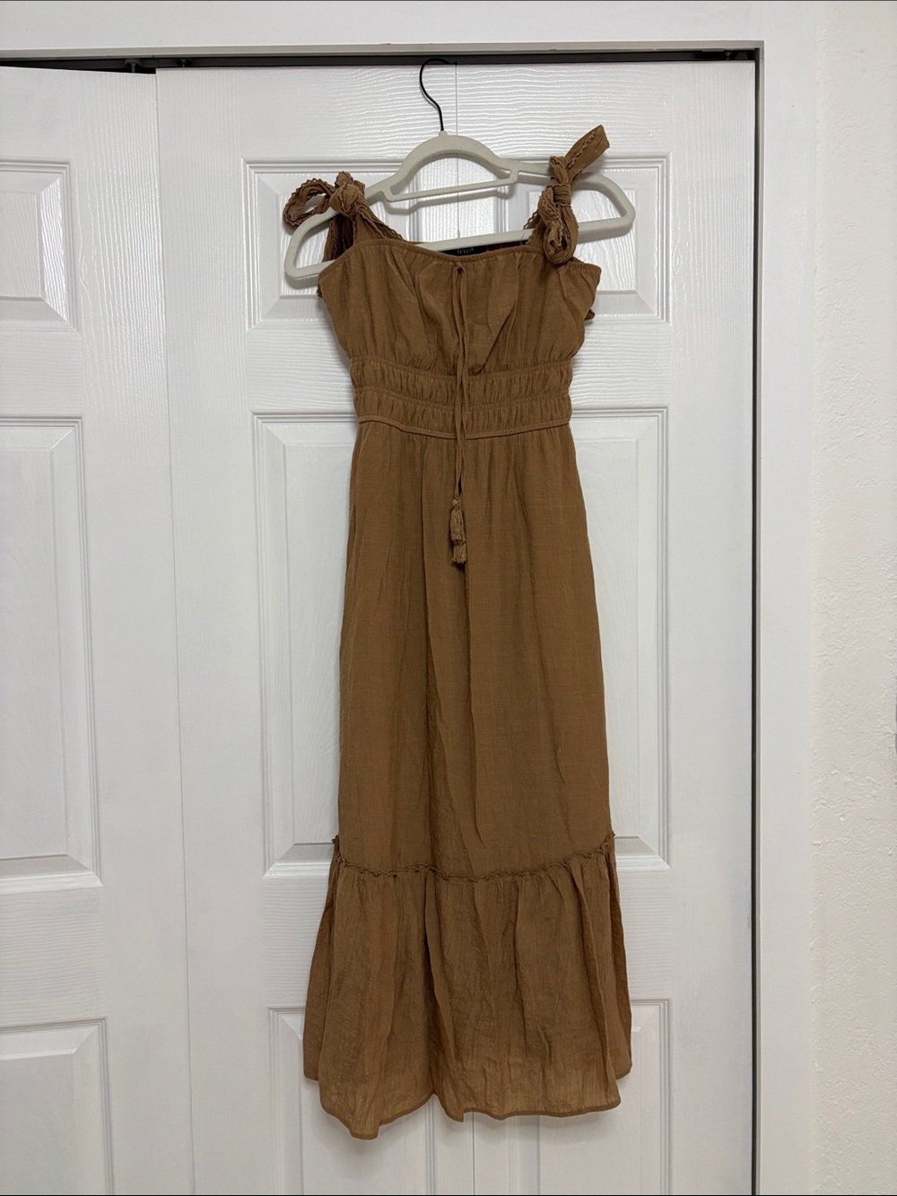 Trixxi Brown Tie-Shoulder Maxi Dress